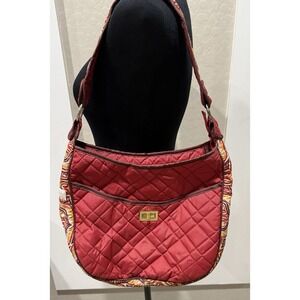 Cinda B Handbag Amore Quilted Red Burgundy Shoulder Bag Machine Washable Purse